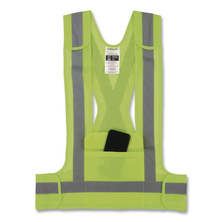 GloWear 8142BA Type O Class 1 Breakaway Hi-Vis Safety Vest, Polyester, Large/X-Large, Lime