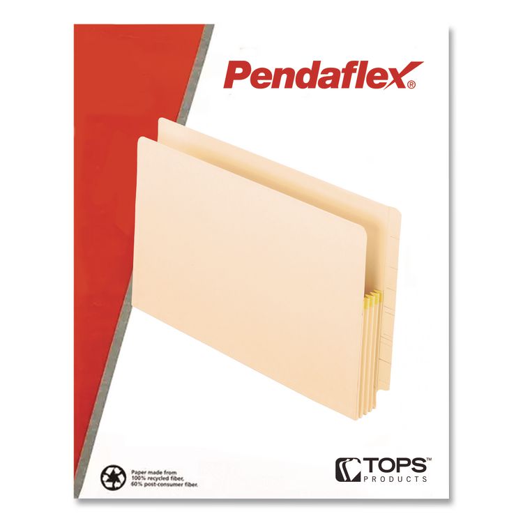 Manila Drop Front Shelf File Pockets with Rip-Proof-Tape Gusset Top, 5.25" Expansion, Legal Size, Manila, 10/Box
