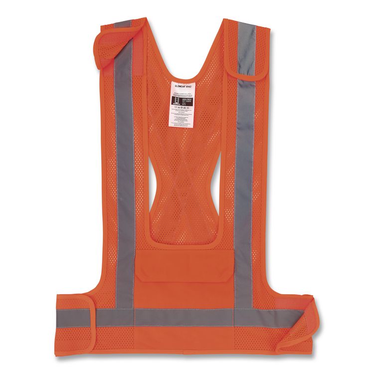 GloWear 8142BA Type O Class 1 Breakaway Hi-Vis Safety Vest, Polyester, Large/X-Large, Orange