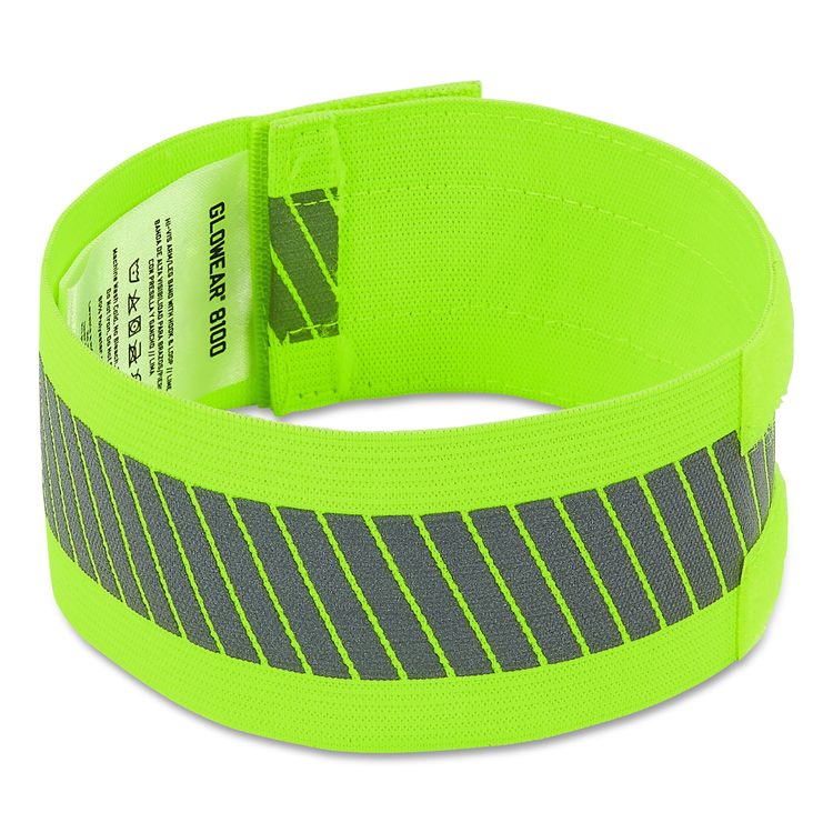 GloWear 8100 Hi-Vis Arm/Leg Band with Hook and Loop, Large/X-Large, Lime, 2/Pack