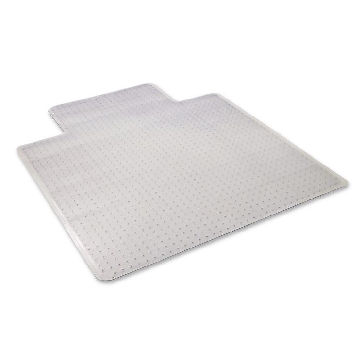 Studded Chair Mat for Flat Pile Carpeted Floors, Rectangular with Wide Lip, Straight Edges, 45" x 53", Clear
