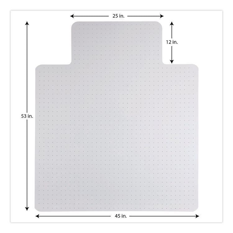Studded Chair Mat for Flat Pile Carpeted Floors, Rectangular with Wide Lip, Straight Edges, 45" x 53", Clear