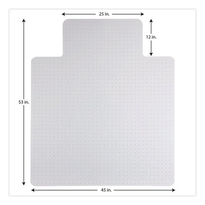 Studded Chair Mat for Flat Pile Carpeted Floors, Rectangular with Wide Lip, Straight Edges, 45" x 53", Clear