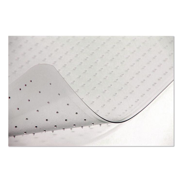 Studded Chair Mat for Flat Pile Carpeted Floors, Rectangular with Wide Lip, Straight Edges, 45" x 53", Clear