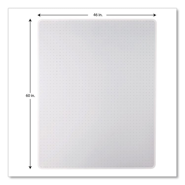 Studded Chair Mat for Flat Pile Carpeted Floors, Rectangular, Straight Edges, 46" x 60", Clear