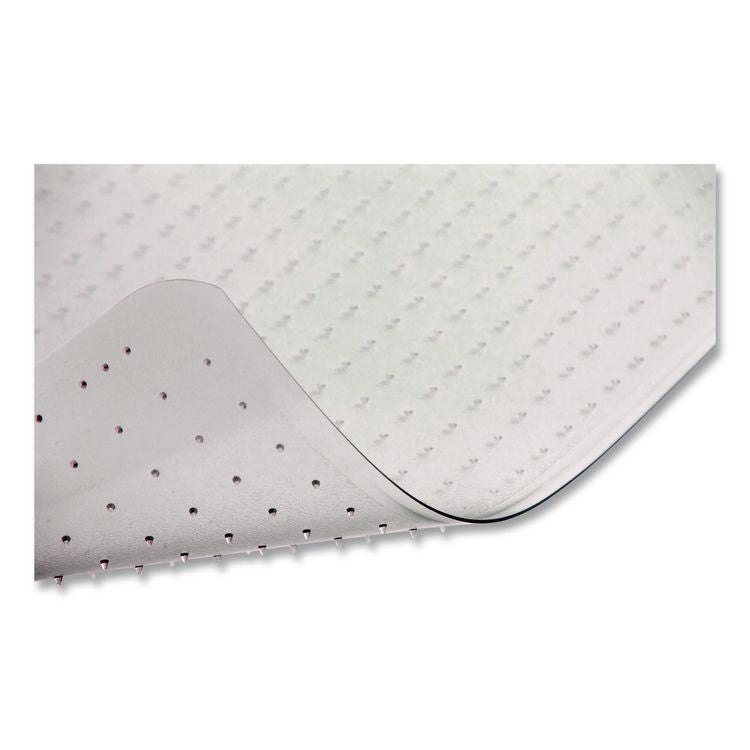 Studded Chair Mat for Flat Pile Carpeted Floors, Rectangular, Straight Edges, 46" x 60", Clear