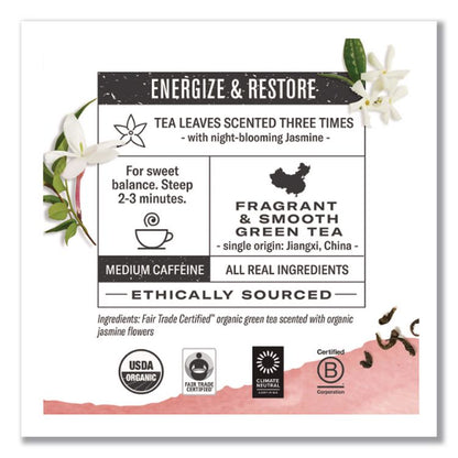 Organic Teas and Teasans, 1.27 oz Filterbag, Jasmine Green, 18/Box