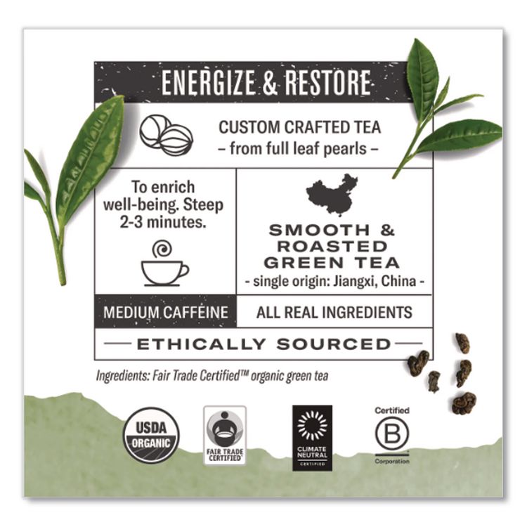 Organic Teas and Teasans, 1.27 oz Filterbag, Gunpowder Green, 18/Box