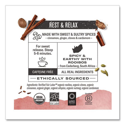 Organic Teas and Teasans, 1.71 oz Filterbag, Rooibos Chai, 18/Box