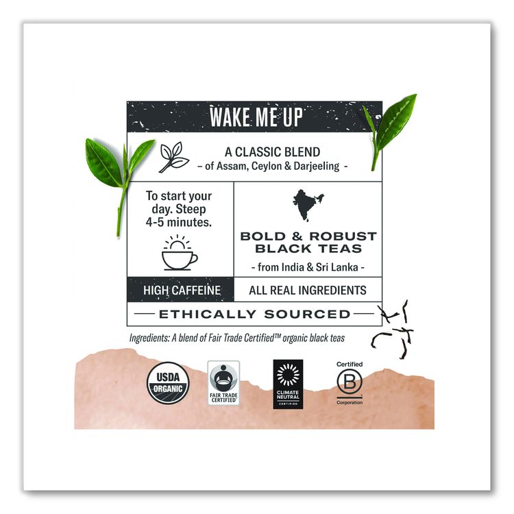 Organic Teas and Teasans, 1.4 oz Filterbag, Breakfast Blend, 18/Box