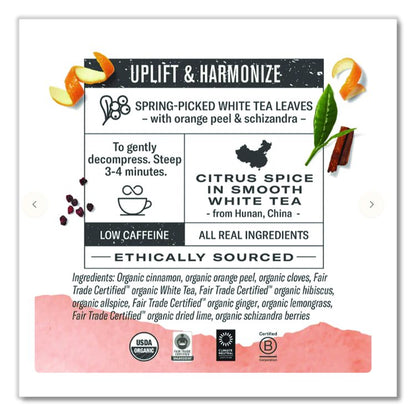 Organic Teas and Teasans, 1.58 oz Filterbag, White Orange Spice, 16/Box