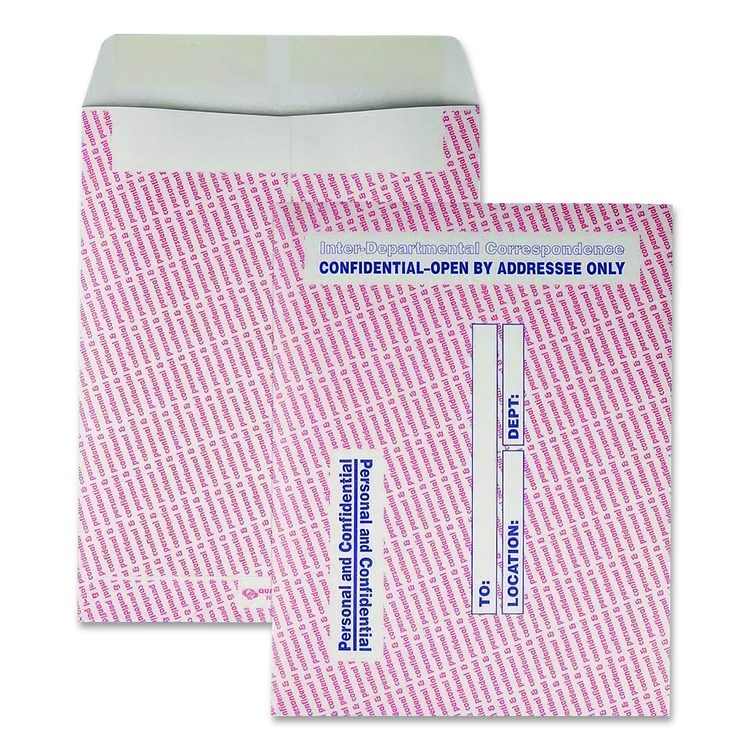 Gray/Red Paper Gummed Flap Personal and Confidential Interoffice Envelope, #97, 10 x 13, Gray/Red, 100/Box