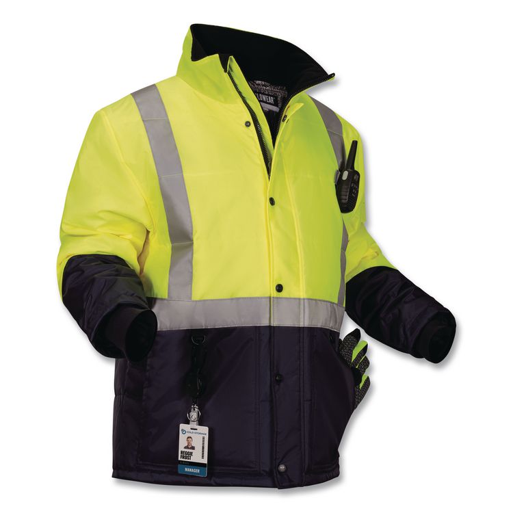 N-Ferno 6478 Class 2 Hi-Vis Freezer Jacket, 3X-Large, Lime
