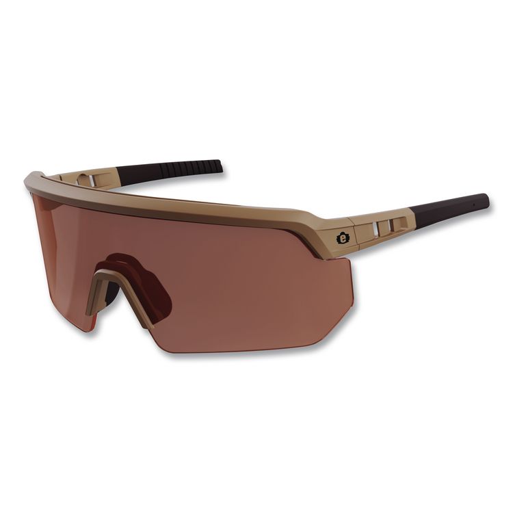 Skullerz AEGIR Color Enhancing Safety Glasses, Matte Desert Half Frame, High Contrast Bronze Shade 3 VLT Single Lens