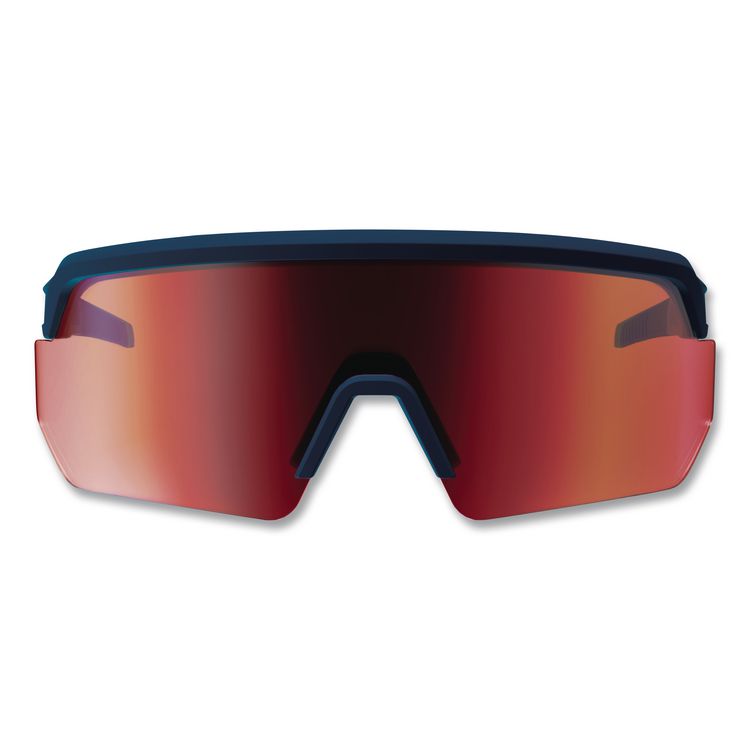 Skullerz AEGIR Color Enhancing Safety Glasses, Matte Blue Half Frame, Mirrored High Contrast Red Single Lens