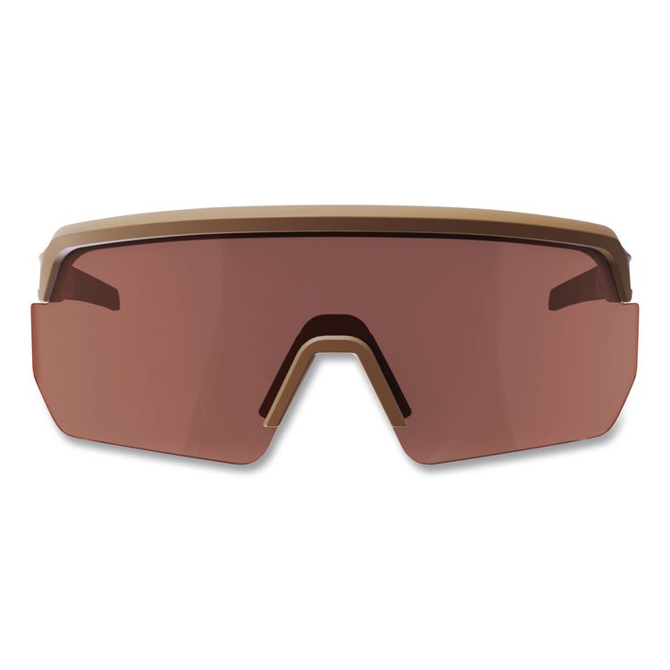 Skullerz AEGIR Color Enhance Anti-Scratch Anti-Fog Safety Glasses, Matte Desert Half Frame, High Contrast Bronze Single Lens