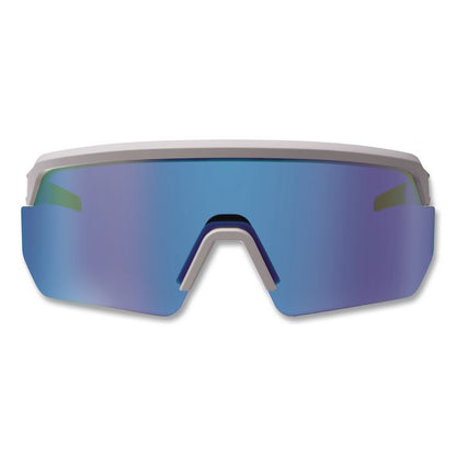 Skullerz AEGIR Color Enhancing Anti-Scratch Anti-Fog Safety Glasses, Matte Gray Half Frame, Mirrored Ice Blue Single Lens