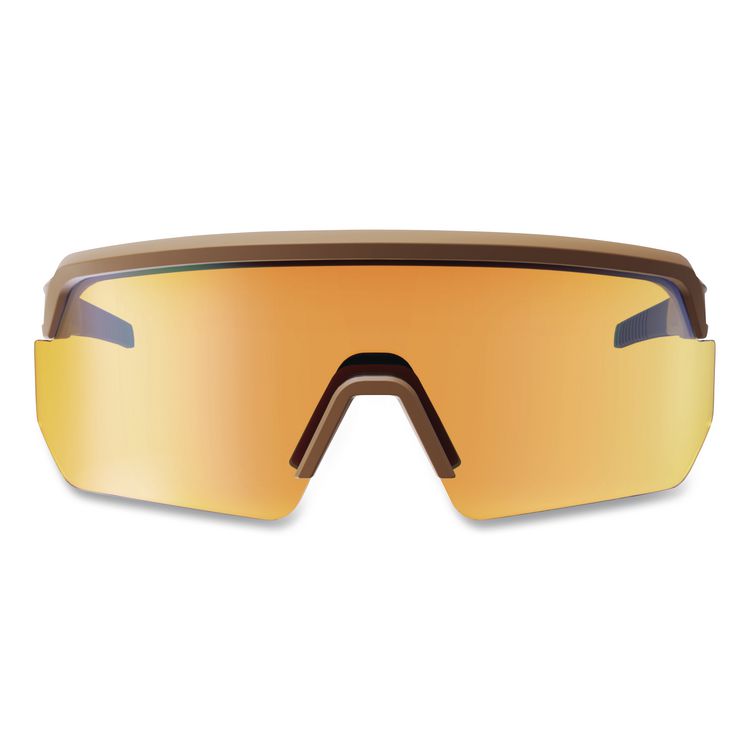 Skullerz AEGIR Color Enhancing Anti-Scratch Anti-Fog Safety Glasses, Matte Desert Half Frame, Mirrored Yellow Single Lens