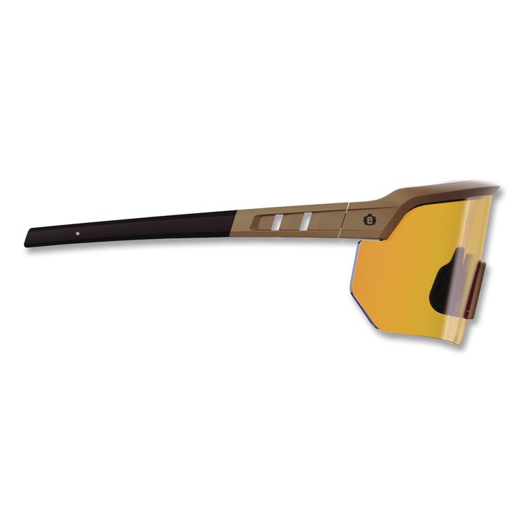 Skullerz AEGIR Color Enhancing Anti-Scratch Anti-Fog Safety Glasses, Matte Desert Half Frame, Mirrored Yellow Single Lens