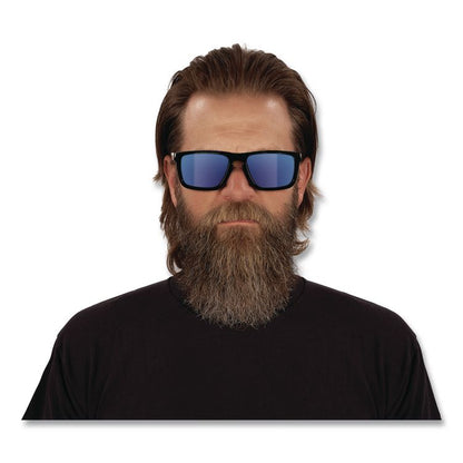 Skullerz SIXTEN Anti-Scratch Anti-Fog Safety Glasses with Side Shields, Smoke Full Frame, Polarized Mirrored Blue Dual Lens