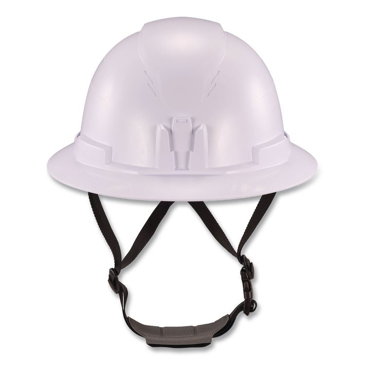 Skullerz 8963 Full Brim Class E Safety Helmet, 6-Point Standard Ratchet Suspension, One Size Fits Most (6.5 to 8), White