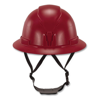 Skullerz 8963 Full Brim Class E Safety Helmet, 6-Point Standard Ratchet Suspension, One Size Fits Most (6.5 to 8), Red