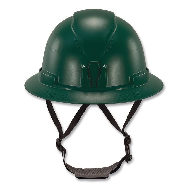 Skullerz 8963 Full Brim Class E Safety Helmet, 6-Point Standard Ratchet Suspension, One Size Fits Most (6.5 to 8), Green