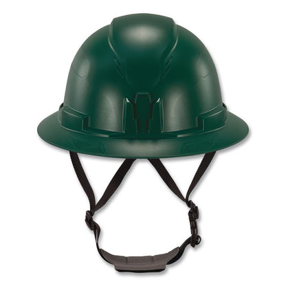 Skullerz 8963 Full Brim Class E Safety Helmet, 6-Point Standard Ratchet Suspension, One Size Fits Most (6.5 to 8), Green