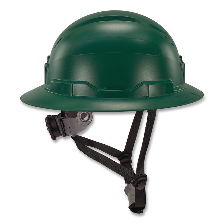 Skullerz 8963 Full Brim Class E Safety Helmet, 6-Point Standard Ratchet Suspension, One Size Fits Most (6.5 to 8), Green