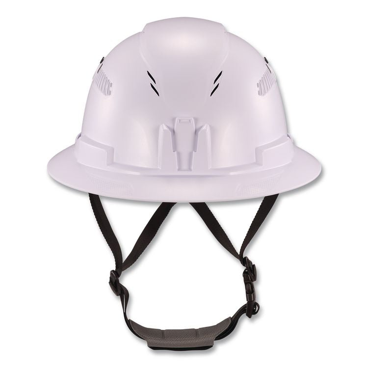 Skullerz 8964 Full Brim Class C Safety Helmet, Vented, 6-Point Standard Ratchet Suspension, One Size Fits Most, White