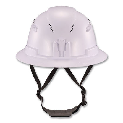 Skullerz 8964 Full Brim Class C Safety Helmet, Vented, 6-Point Standard Ratchet Suspension, One Size Fits Most, White