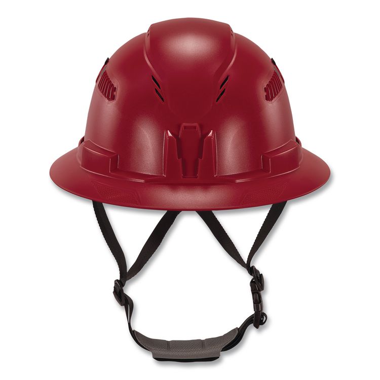 Skullerz 8964 Full Brim Class C Safety Helmet, Vented, 6-Point Standard Ratchet Suspension, One Size Fits Most, Red