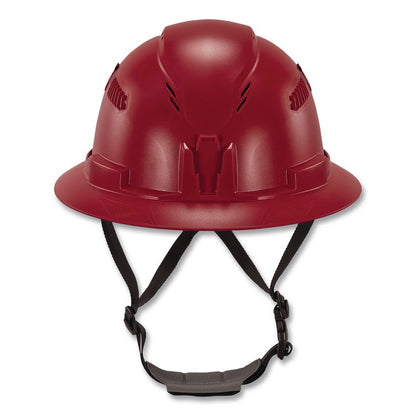Skullerz 8964 Full Brim Class C Safety Helmet, Vented, 6-Point Standard Ratchet Suspension, One Size Fits Most, Red