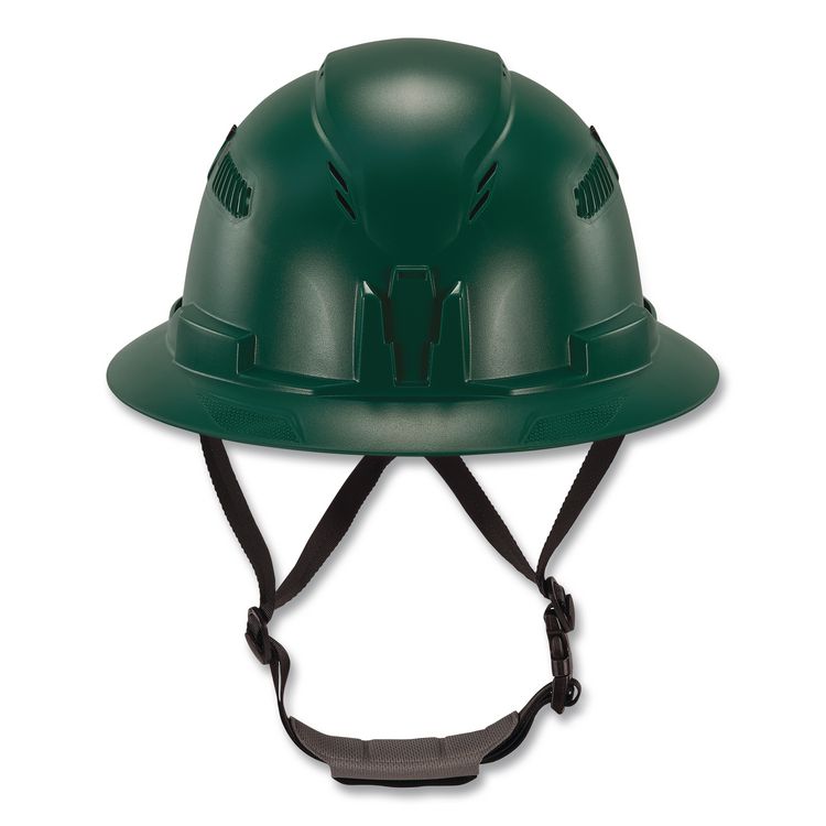 Skullerz 8964 Full Brim Class C Safety Helmet, Vented, 6-Point Standard Ratchet Suspension, One Size Fits Most, Green