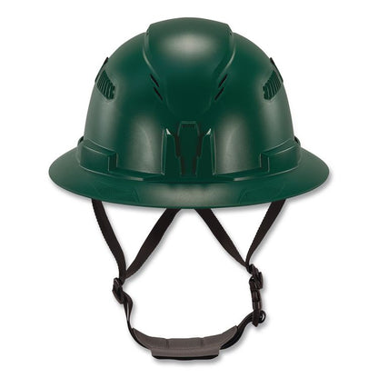 Skullerz 8964 Full Brim Class C Safety Helmet, Vented, 6-Point Standard Ratchet Suspension, One Size Fits Most, Green