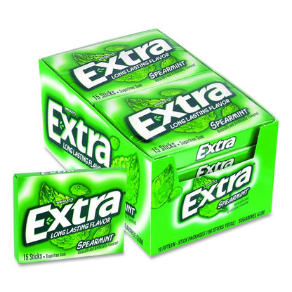 Extra Spearmint Sugar-Free Gum, Spearmint, 15 Sticks/Pack, 10 Packs/Carton