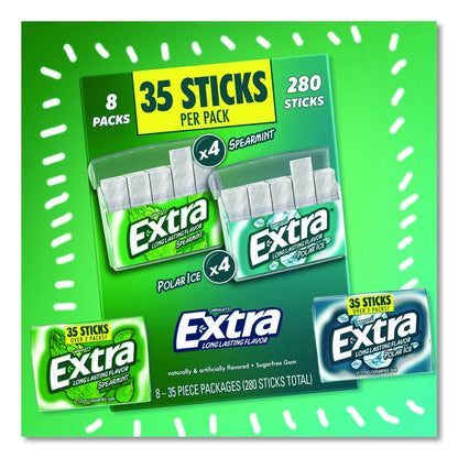 Extra Polar Ice and Spearmint Sugar-Free Gum Variety Pack, Polar Ice/Spearmint, 35 Sticks/Pack, 8 Packs/Carton