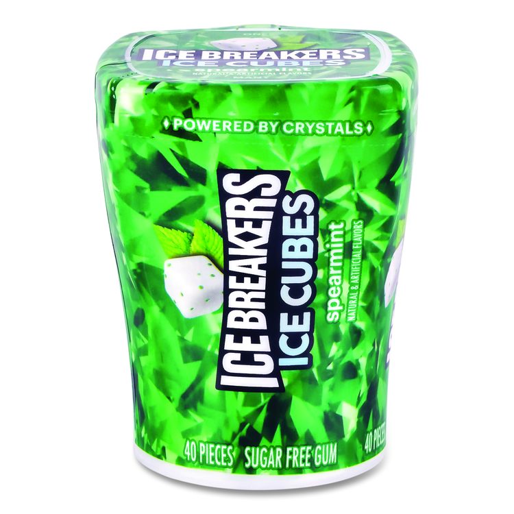 Ice Cubes Spearmint Sugar-Free Gum, Spearmint, 40 Cubes/Bottle, 4 Bottles/Carton