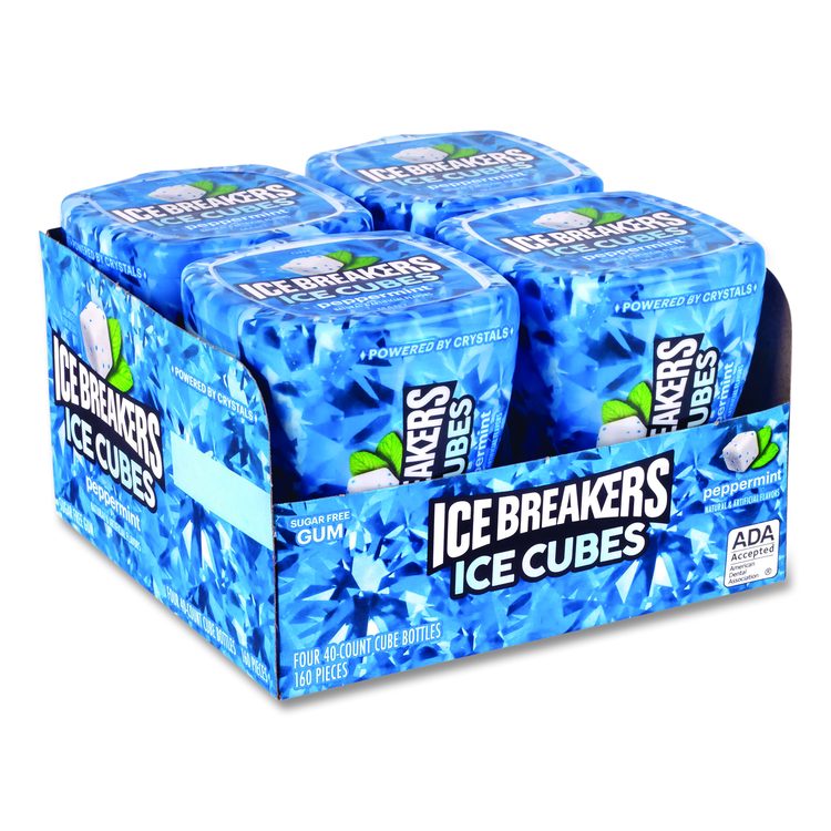 Ice Cubes Peppermint Sugar-Free Gum, Peppermint, 40 Cubes/Bottle, 4 Bottles/Carton
