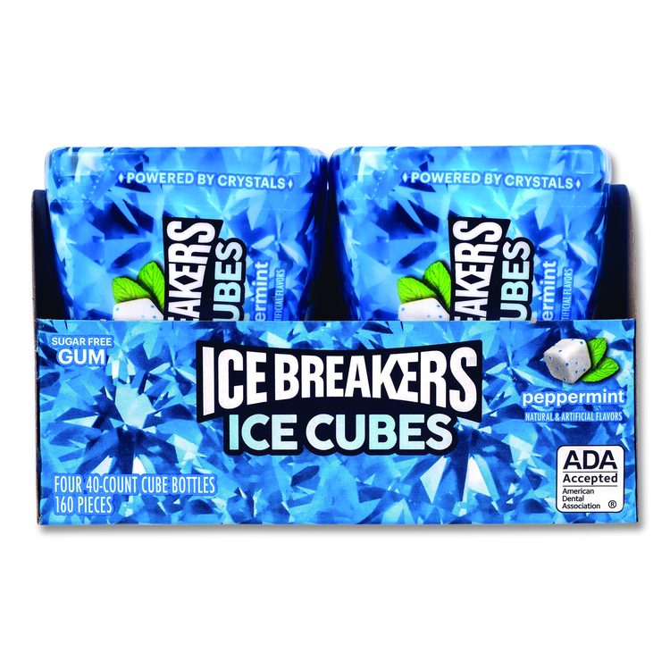Ice Cubes Peppermint Sugar-Free Gum, Peppermint, 40 Cubes/Bottle, 4 Bottles/Carton