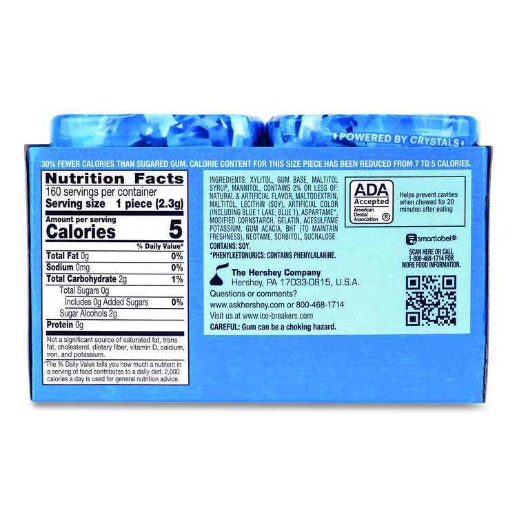 Ice Cubes Peppermint Sugar-Free Gum, Peppermint, 40 Cubes/Bottle, 4 Bottles/Carton