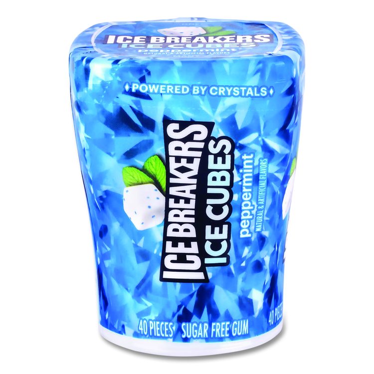 Ice Cubes Peppermint Sugar-Free Gum, Peppermint, 40 Cubes/Bottle, 4 Bottles/Carton