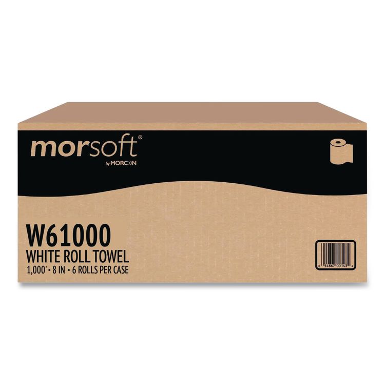 Morsoft Universal Roll Towels, 1-Ply, 8" x 1,000 ft, White, 6 Rolls/Carton