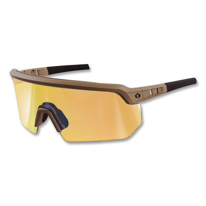 Skullerz AEGIR Color Enhancing Anti-Scratch Anti-Fog Safety Glasses, Matte Desert Half Frame, Mirrored Yellow Single Lens