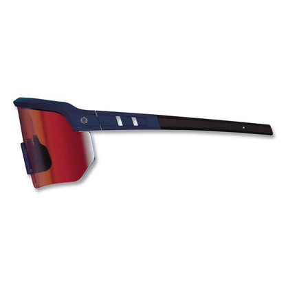 Skullerz AEGIR Color Enhancing Safety Glasses, Matte Blue Half Frame, Mirrored High Contrast Red Single Lens