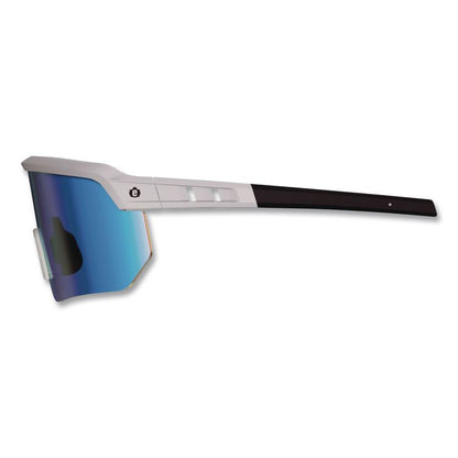 Skullerz AEGIR Color Enhancing Safety Glasses, Matte Gray Half Frame, Mirrored High Contrast Ice Blue Single Lens