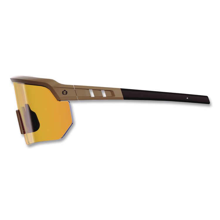 Skullerz AEGIR Color Enhancing Safety Glasses, Matte Desert Half Frame, Mirrored High Contrast Yellow Single Lens