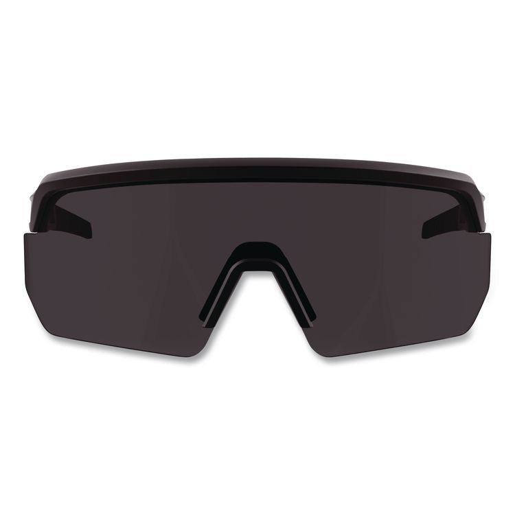 Skullerz AEGIR Color Enhancing Anti-Scratch Anti-Fog Safety Glasses, Matte Black Half Frame, High Contrast Smoke Single Lens