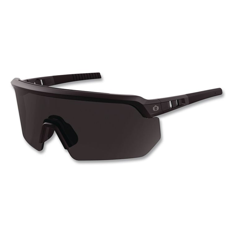 Skullerz AEGIR Color Enhancing Anti-Scratch Anti-Fog Safety Glasses, Matte Black Half Frame, High Contrast Smoke Single Lens