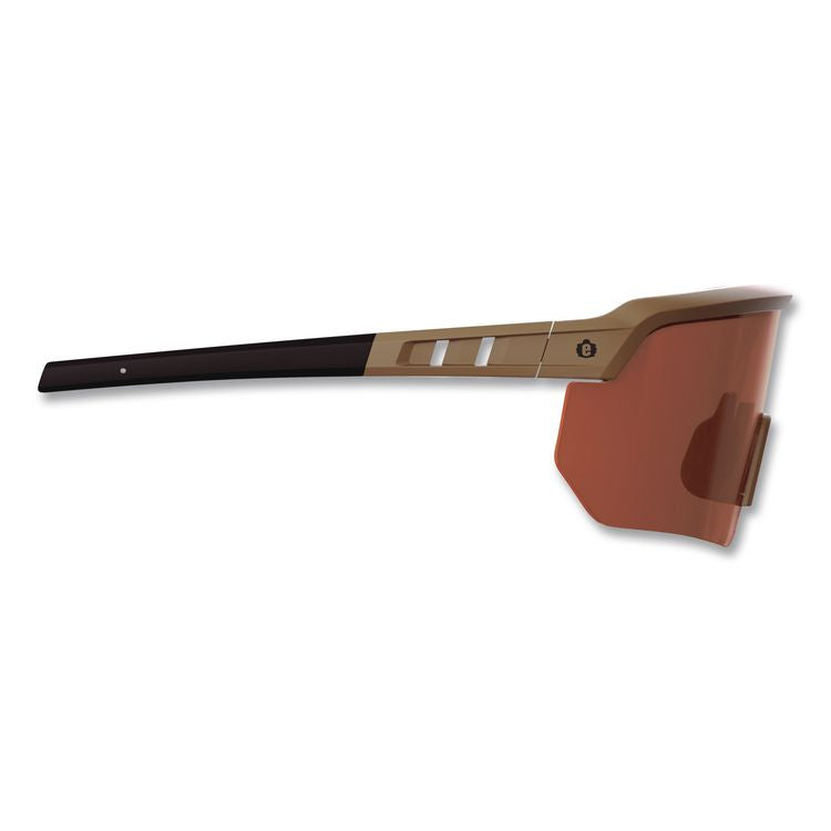 Skullerz AEGIR Color Enhancing Safety Glasses, Matte Desert Half Frame, High Contrast Bronze Shade 3 VLT Single Lens